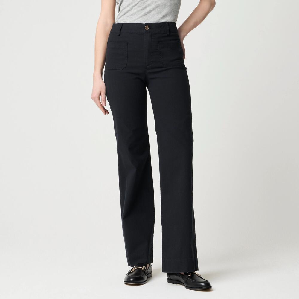 NWT J.Crew Factory Lizzie High-Rise Wide-Leg Patch Pocket Pant In Black Size 25